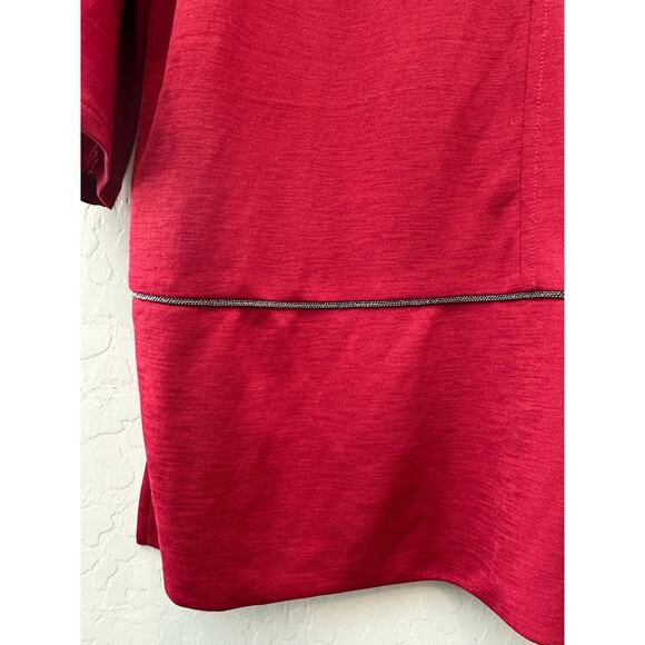 CHICO’S | Red Tunic Top Longline Dolman Sleeve Minimalist | Size 1 Medium - Picture 4 of 7